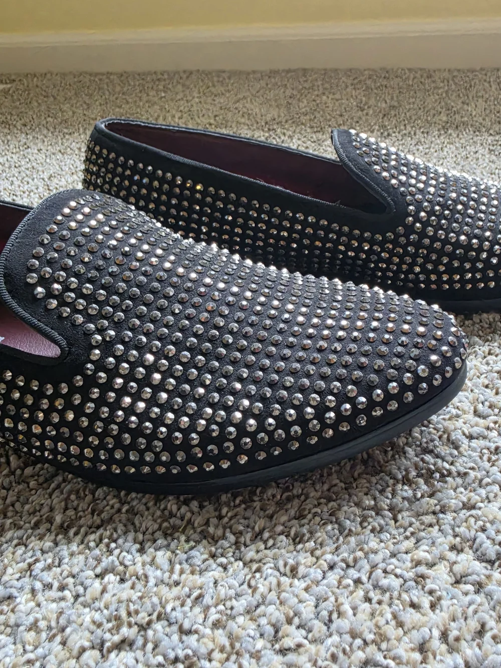 RARE Steve Madden Black Studded Slip-On Loafers